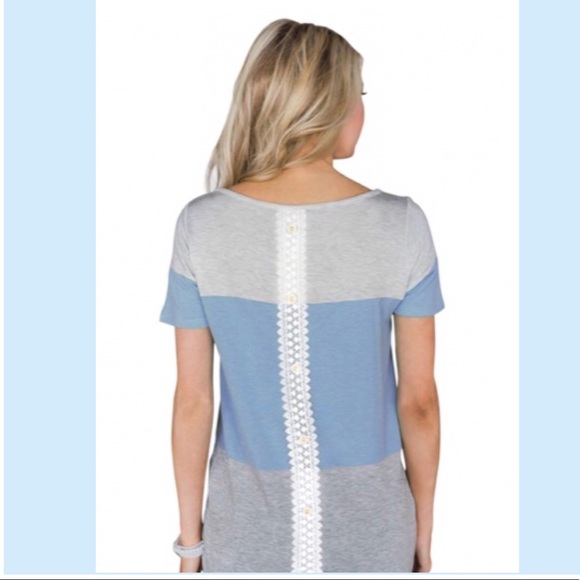 ⚠️ONLY 1️⃣ Large LEFT! Sky blue & Gray Blocked Tee - Picture 2 of 5